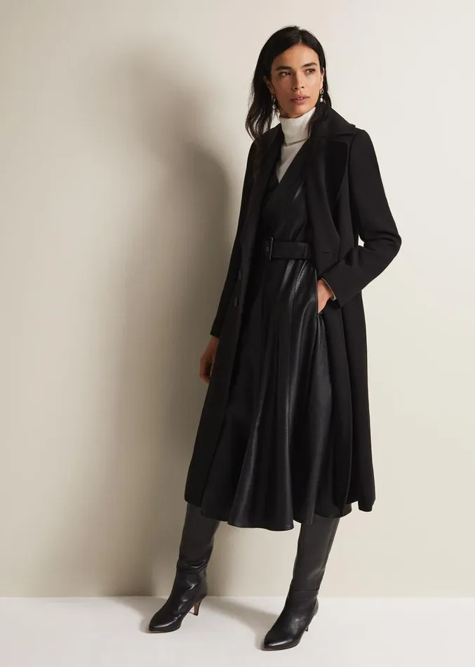 Sandra Black Long Smart Coat Black Women Phase Eight Coats