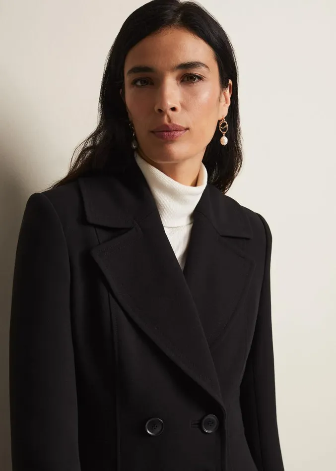 Sandra Black Long Smart Coat Black Women Phase Eight Coats