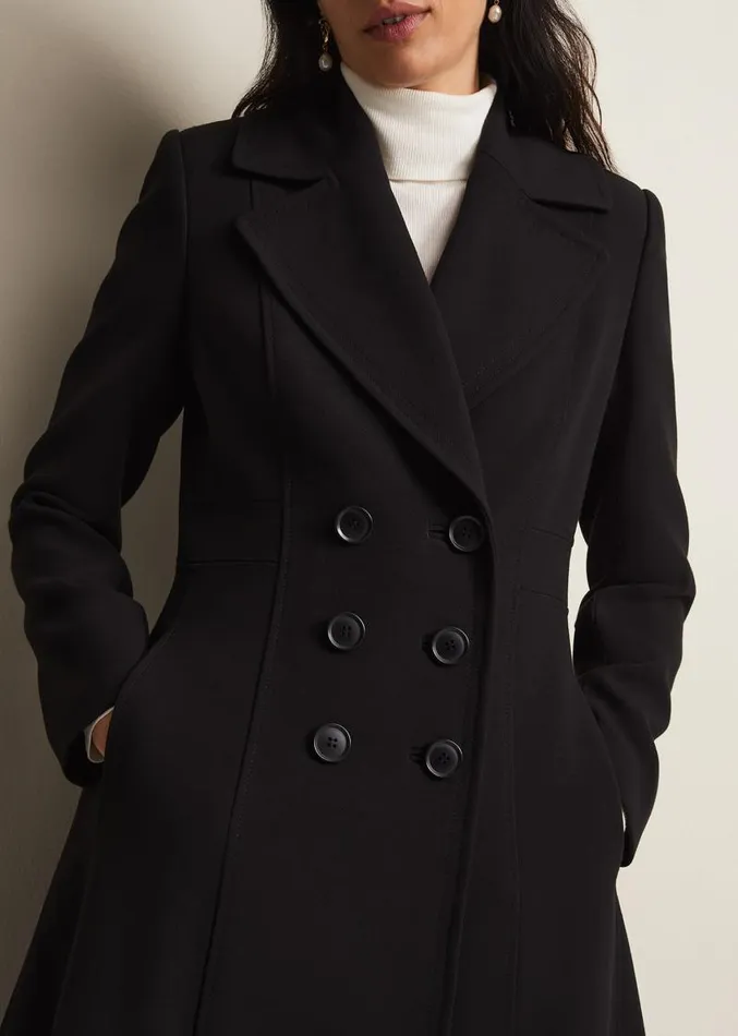 Sandra Black Long Smart Coat Black Women Phase Eight Coats