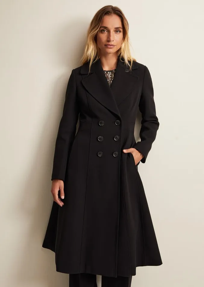 Sandra Black Long Smart Coat Black Women Phase Eight Coats