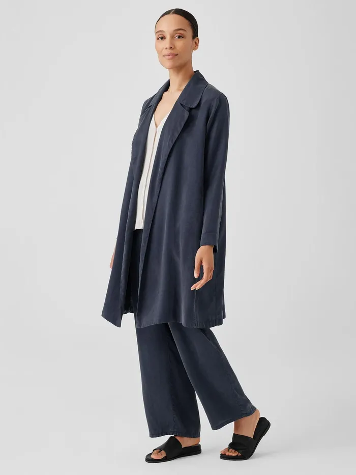Sandwashed Twill Trench Coat Ocean Women Eileen Fisher Jackets Coats and Vests