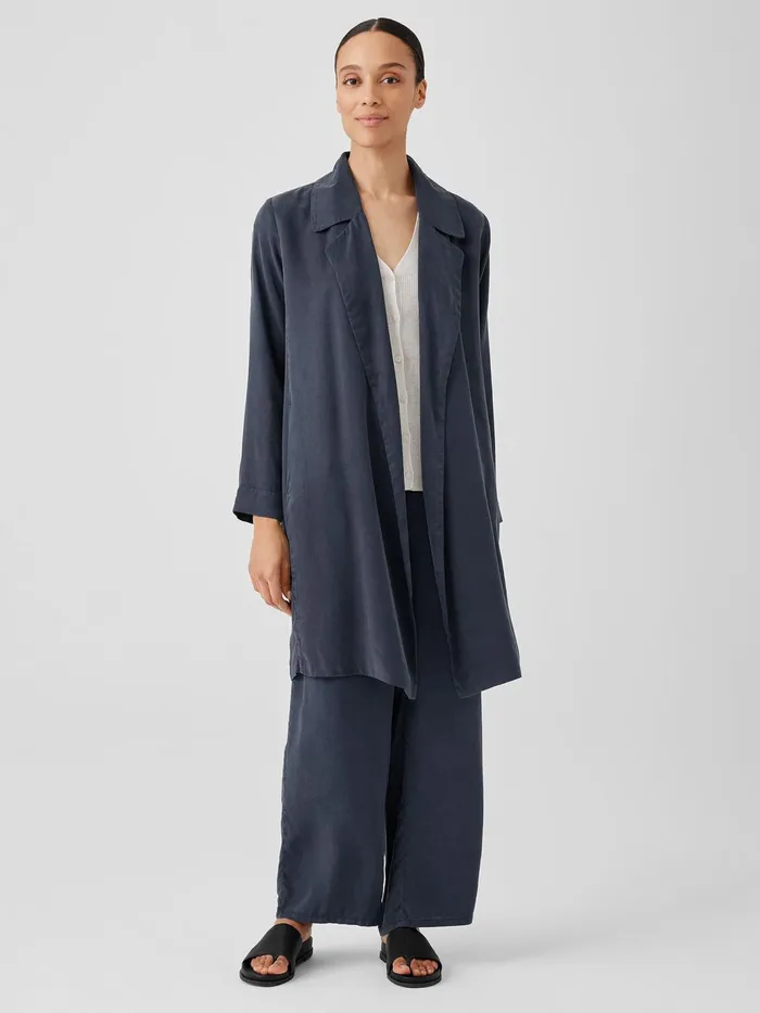 Sandwashed Twill Trench Coat Ocean Women Eileen Fisher Jackets Coats and Vests