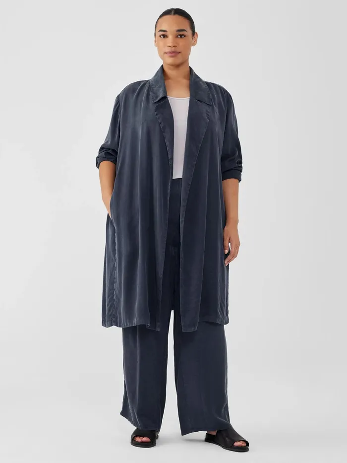 Sandwashed Twill Trench Coat Ocean Women Eileen Fisher Jackets Coats and Vests