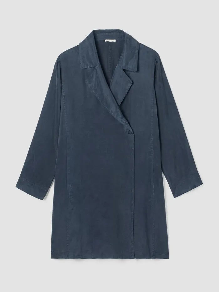 Sandwashed Twill Trench Coat Ocean Women Eileen Fisher Jackets Coats and Vests