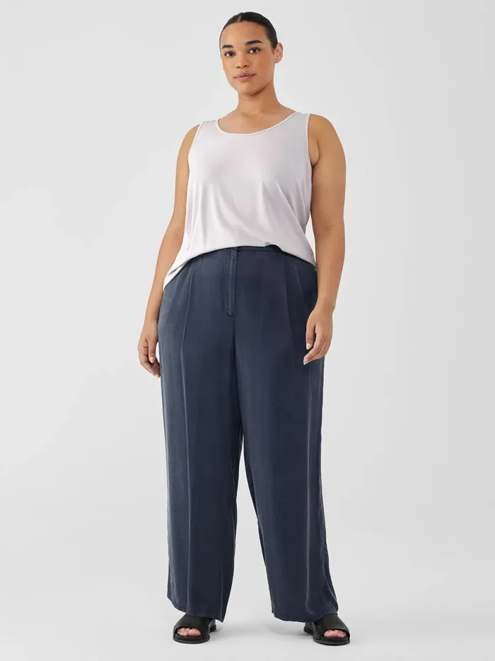 Sandwashed Twill Wide Trouser Pant Ocean Women Eileen Fisher Pants Shorts and Jumpsuits