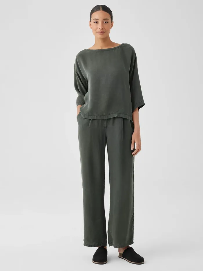 Sandwashed Twill Wide Trouser Pant Ocean Women Eileen Fisher Tanks and Camis