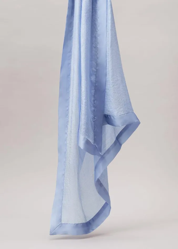 Satin Trim Scarf Pale Blue Women Phase Eight Scarves