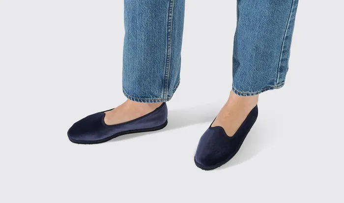 Scarosso Slippers Women Valentina Blu Velluto Blue 8211 Velvet