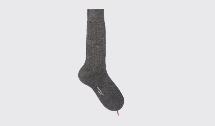 Scarosso Socks Men Grey Wool Calf Socks Grey 8211 Wool