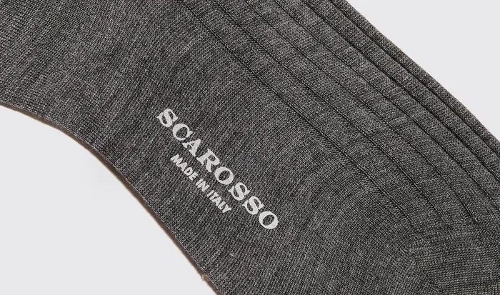 Scarosso Socks Men Grey Wool Calf Socks Grey 8211 Wool