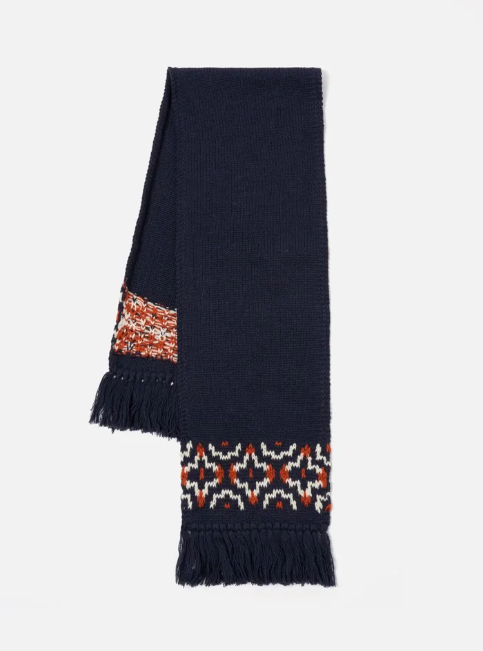 Scarves Men Universal Works Universal Works Wool Scarf In NavyEcru British Wool
