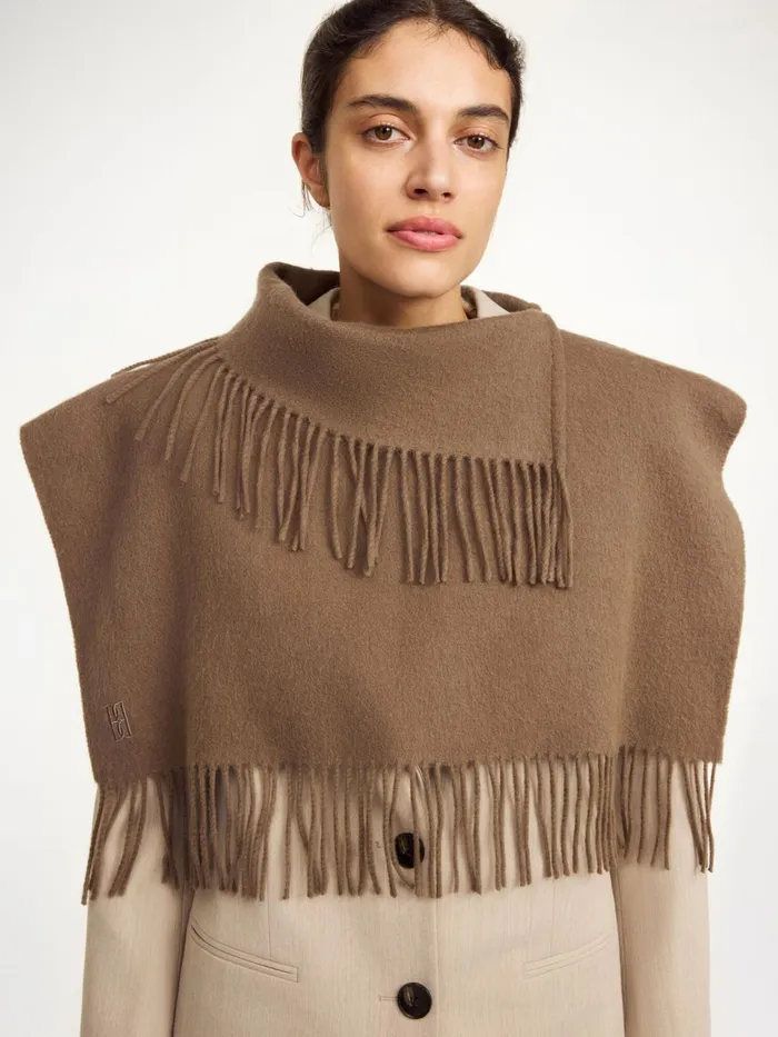 Scarves Women By Malene Birger Turtla Wool Fringe Bib Light Brown