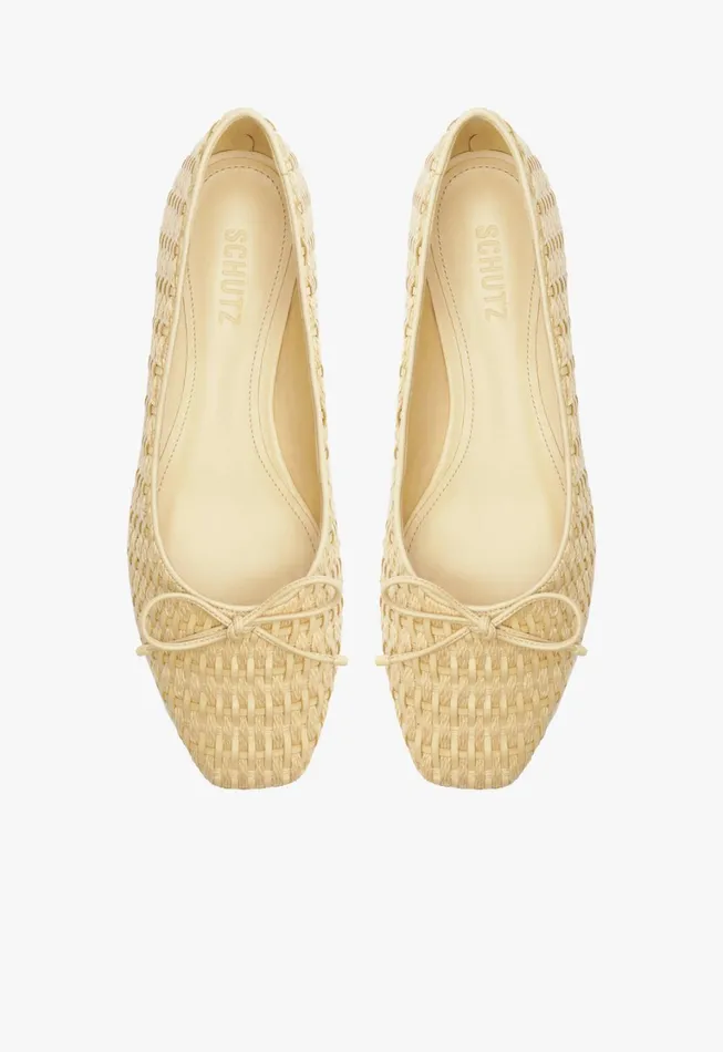 Schutz Shoes Ballerinas Women Arissa Straw Ballet Flat Beige