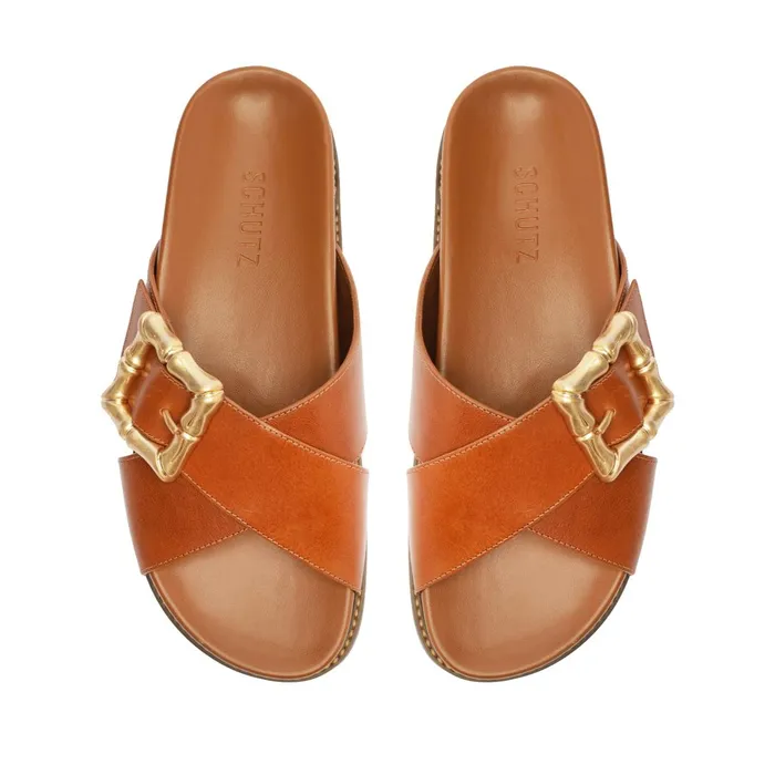 Schutz Shoes Enola Women Enola Crossed Sporty Sandal Camel