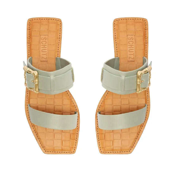 Schutz Shoes Enola Women Enola Double Leather Sandal Green