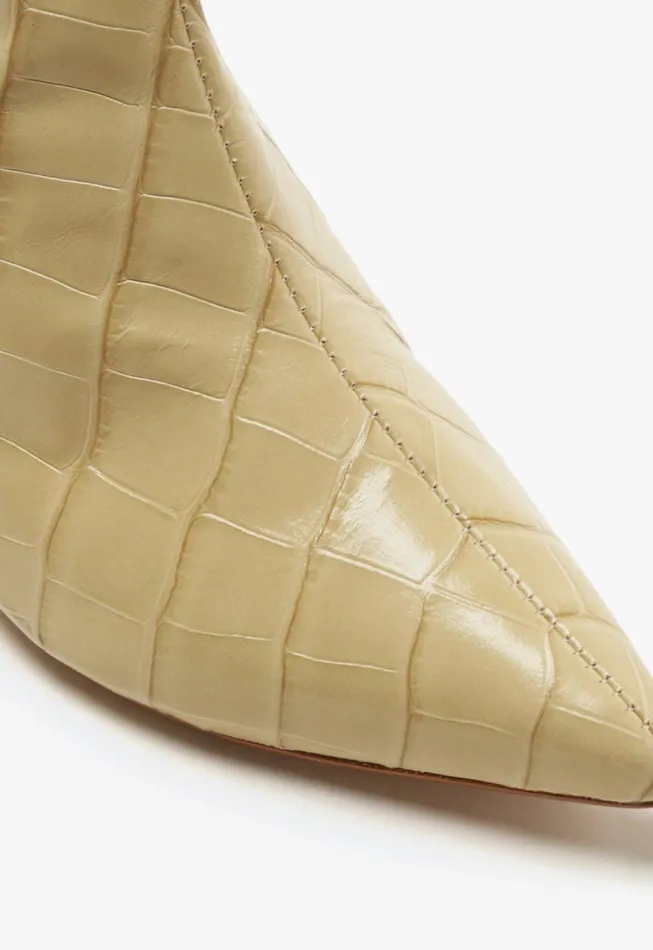 Schutz Shoes Maryana Boots Women Maryana Lo CrocodileEmbossed Leather Boot Almond Buff