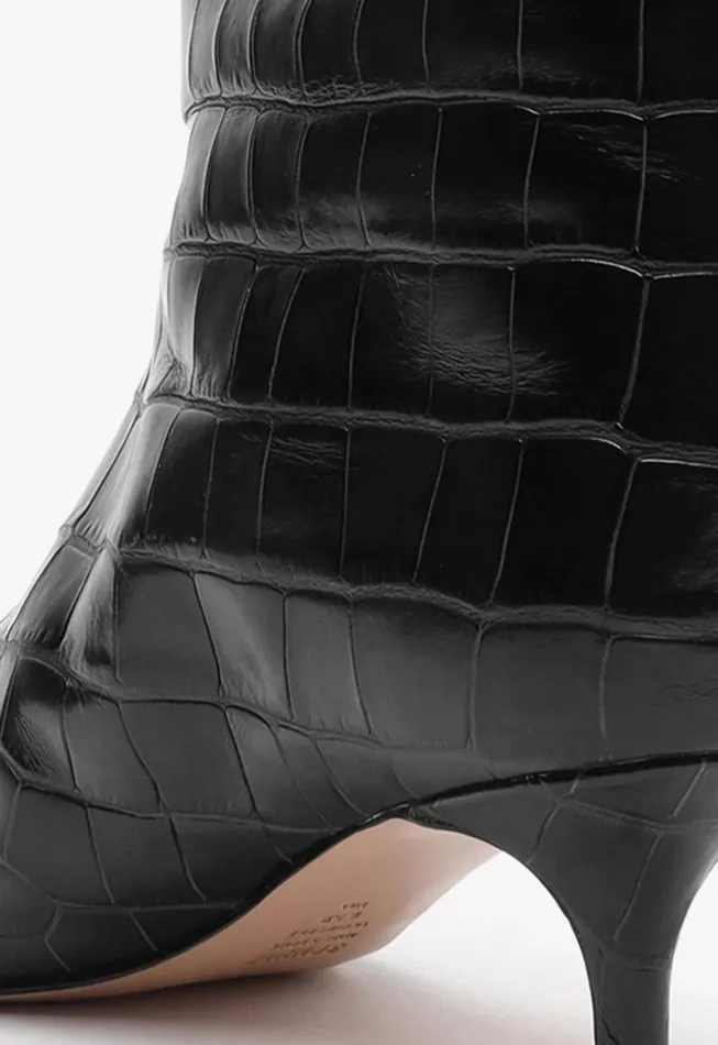 Schutz Shoes Maryana Boots Women Maryana Lo CrocodileEmbossed Leather Boot Black