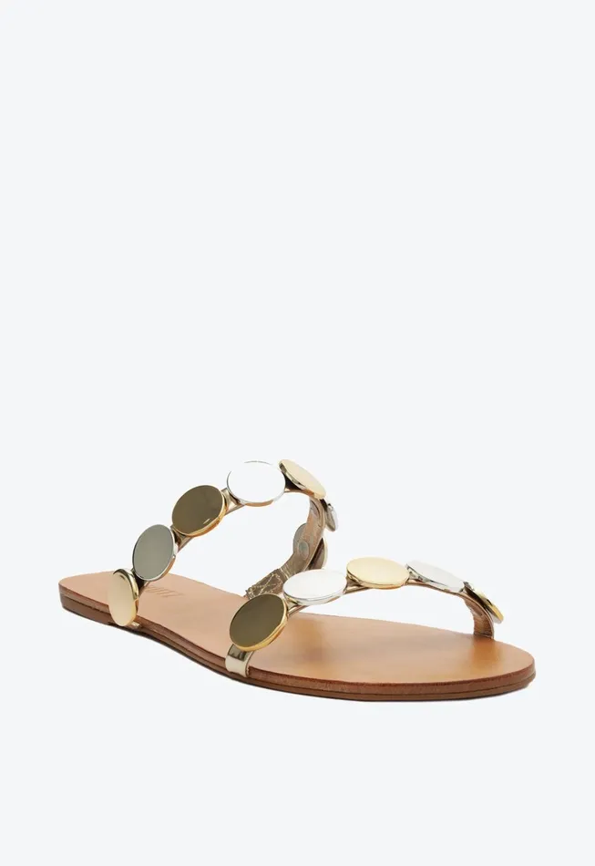 Schutz Shoes Mules Women Acacia Flat Sandal Gold