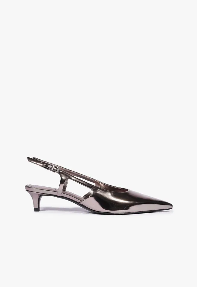 Schutz Shoes Women Boris Kitten Sling Pump Silver