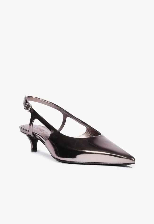 Schutz Shoes Women Boris Kitten Sling Pump Silver
