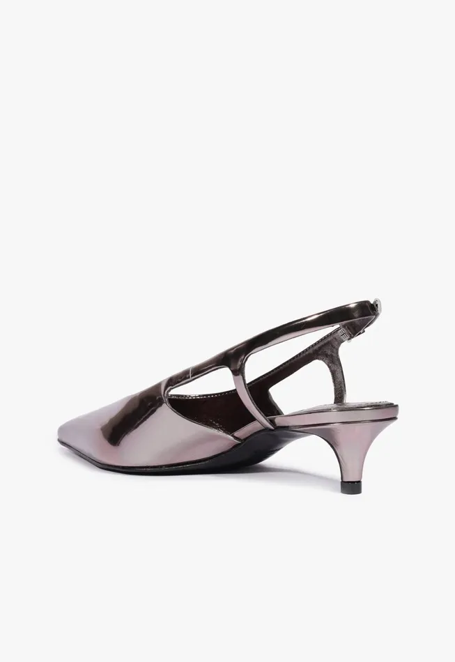 Schutz Shoes Women Boris Kitten Sling Pump Silver