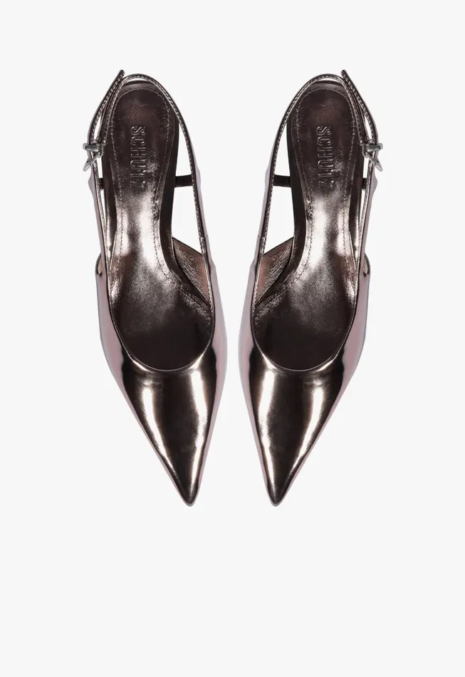 Schutz Shoes Women Boris Kitten Sling Pump Silver