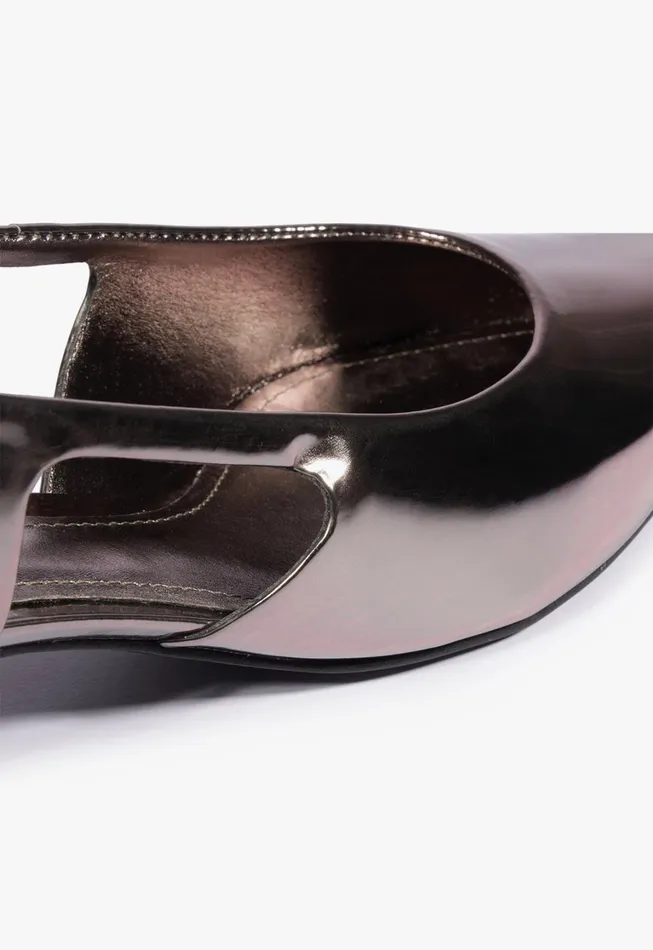 Schutz Shoes Women Boris Kitten Sling Pump Silver