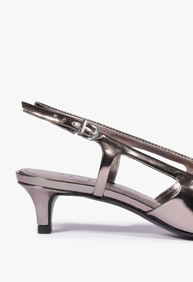 Schutz Shoes Women Boris Kitten Sling Pump Silver