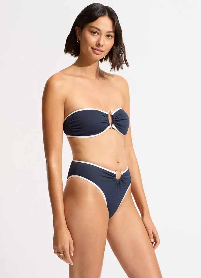 Seafolly Beach Bound Ring Front Bandeau Bikini Top 8211 True Navy Women Bandeau Seafolly Beach Bound Ring Front Bandeau Bikini Top 8211 True Navy Women Bandeau