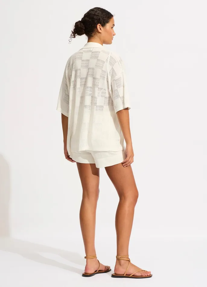 Seafolly Button Up Checkered Knit Shirt 8211 Natural Women Tops