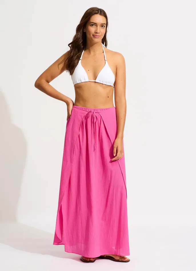 Seafolly Crinkle Wrap Maxi Skirt 8211 Hot Pink Women Skirts and Sarongs