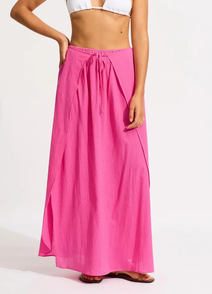 Seafolly Crinkle Wrap Maxi Skirt 8211 Hot Pink Women Skirts and Sarongs