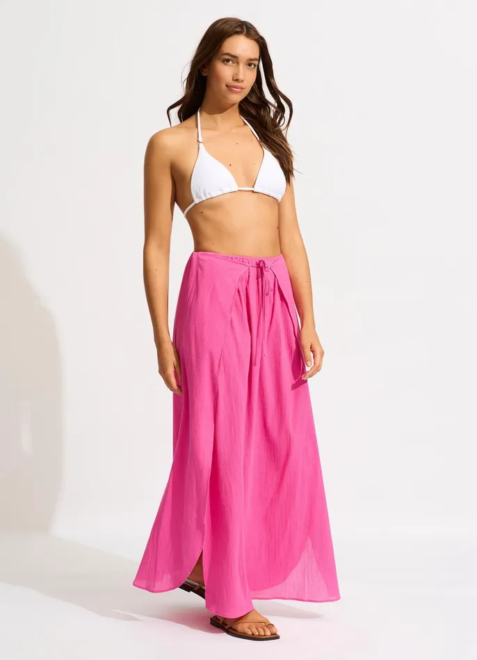 Seafolly Crinkle Wrap Maxi Skirt 8211 Hot Pink Women Skirts and Sarongs