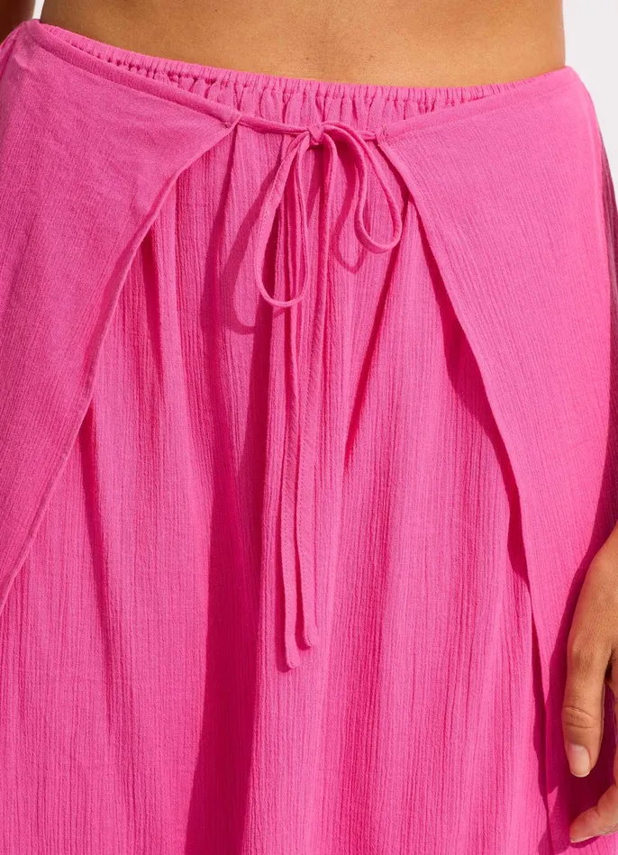 Seafolly Crinkle Wrap Maxi Skirt 8211 Hot Pink Women Skirts and Sarongs