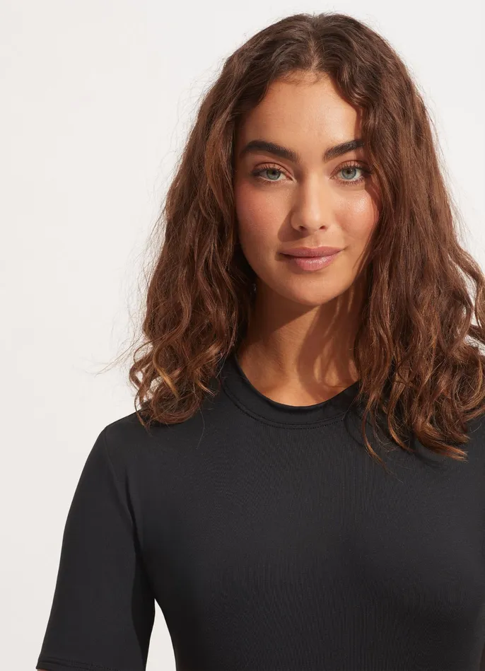 Seafolly Seafolly Collective Short Sleeve Sunvest 8211 Black Women Rash Vests