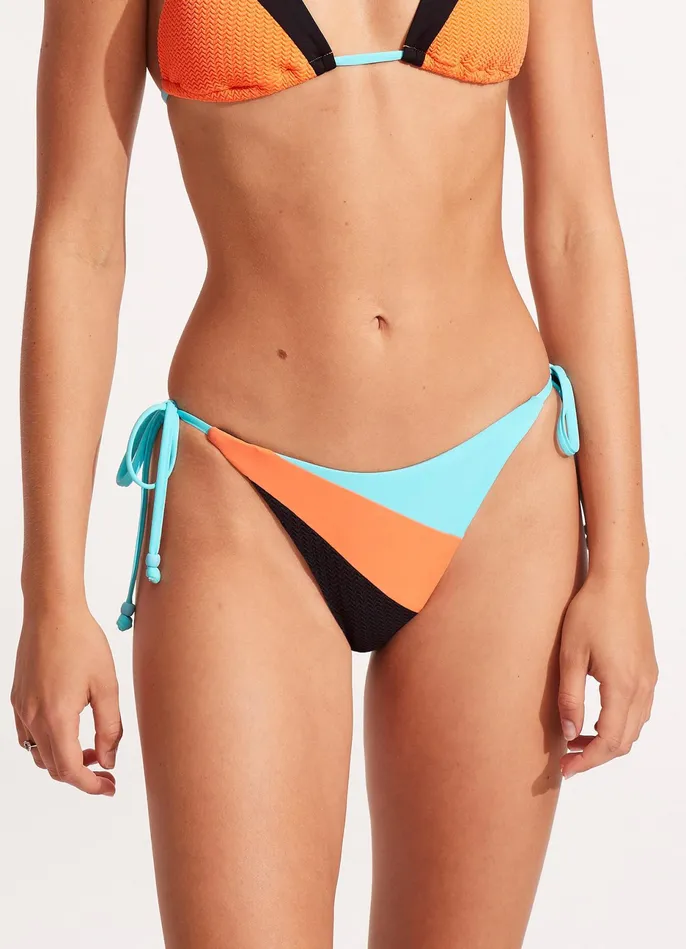 Seafolly Slice Of Splice Tie Side Bikini Bottom 8211 Black Women Tie Side