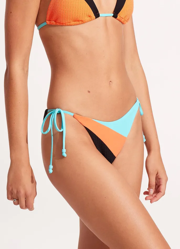 Seafolly Slice Of Splice Tie Side Bikini Bottom 8211 Black Women Tie Side