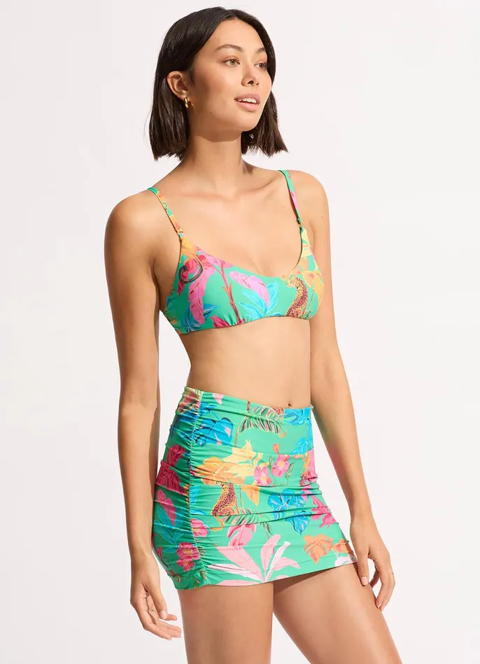 Seafolly Tropica Ruched Side Pullon Skirt 8211 Jade Women Skirts and Sarongs Seafolly Tropica Ruched Side Pullon Skirt 8211 Jade Women Skirts and Sarongs