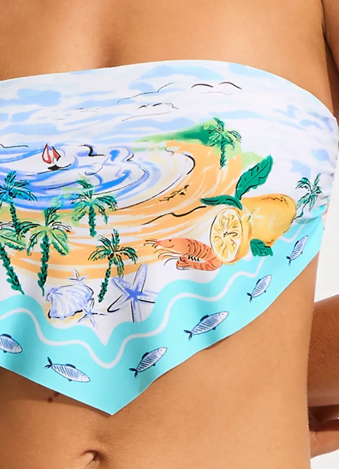 Seafolly Wish You Were Here Scarf Bandeau Bikini Top 8211 Atoll Blue Women Bandeau Seafolly Wish You Were Here Scarf Bandeau Bikini Top 8211 Atoll Blue Women Bandeau