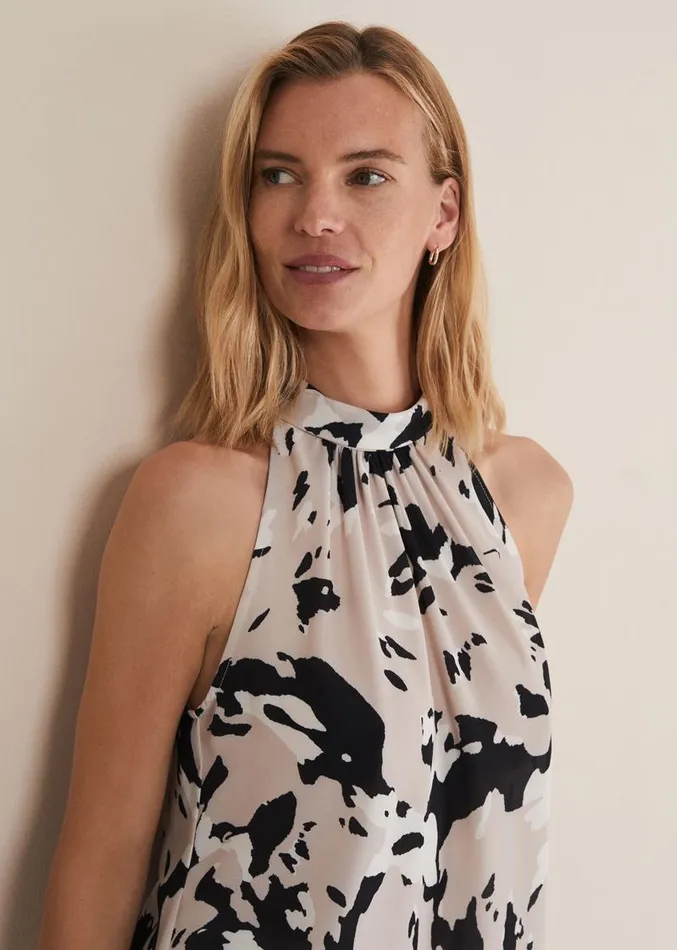 Sejal Printed Halter Neck Top Blackputty Women Phase Eight Shirts and Blouses Sejal Printed Halter Neck Top Blackputty Women Phase Eight Shirts and Blouses