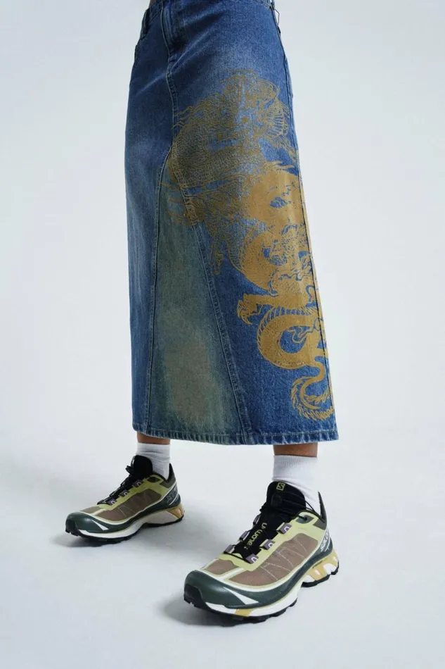 Serpent Denim Slit Maxi Skirt Blue Women Jaded London Skirts Serpent Denim Slit Maxi Skirt Blue Women Jaded London Skirts