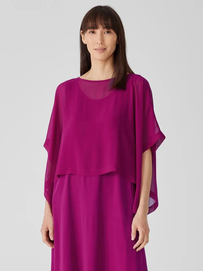 Sheer Silk Georgette Poncho Rhapsody Women Eileen Fisher Tops and Tees
