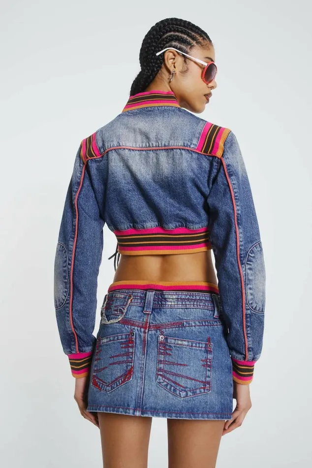 Sherbet Denim Side Pleat Mini Skirt Blue Women Jaded London Skirts