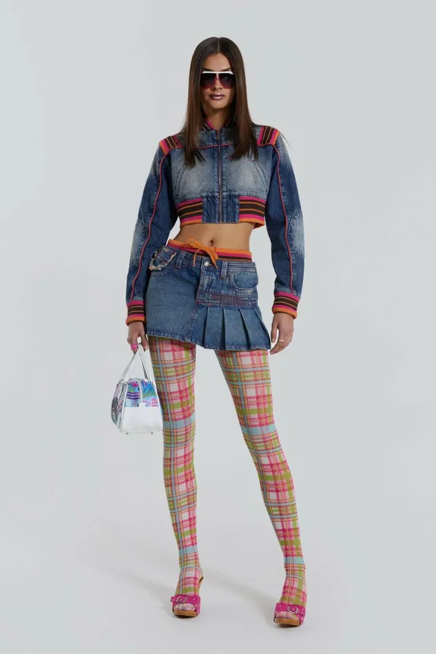Sherbet Denim Side Pleat Mini Skirt Blue Women Jaded London Skirts Sherbet Denim Side Pleat Mini Skirt Blue Women Jaded London Skirts