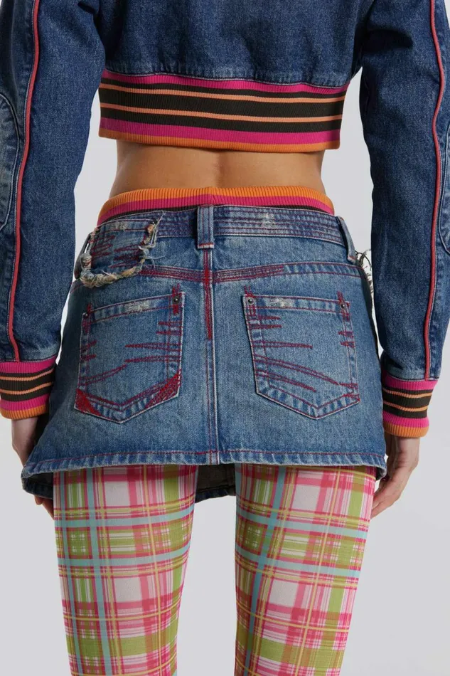 Sherbet Denim Side Pleat Mini Skirt Blue Women Jaded London Skirts Sherbet Denim Side Pleat Mini Skirt Blue Women Jaded London Skirts