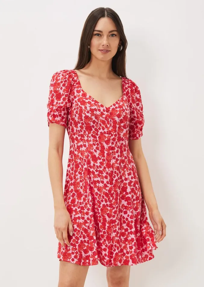 Sheryl Floral Tea Dress Pinkred Women Phase Eight Dresses