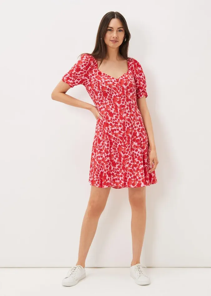 Sheryl Floral Tea Dress Pinkred Women Phase Eight Dresses