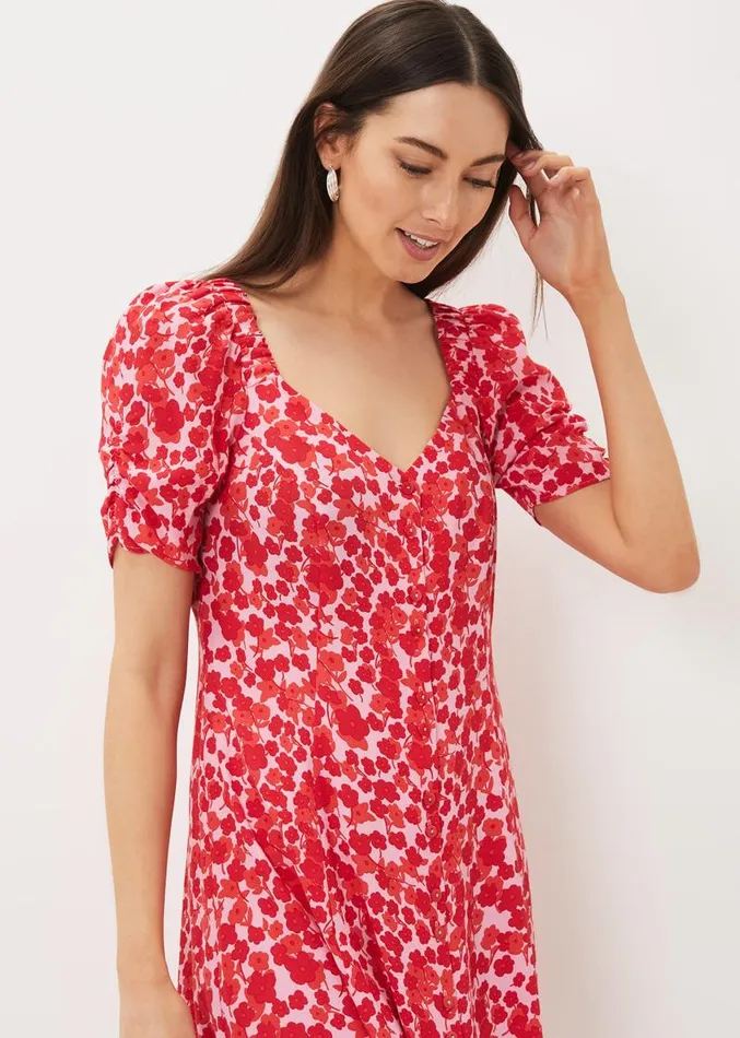 Sheryl Floral Tea Dress Pinkred Women Phase Eight Dresses
