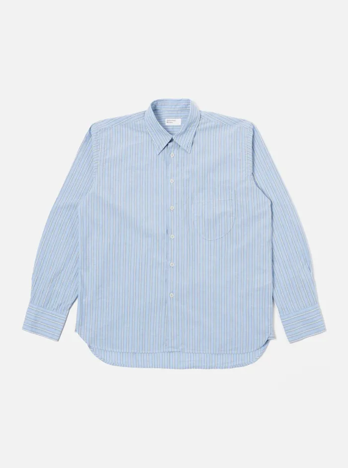 Shirts Men Universal Works Universal Works Lazy Day Shirt In Blue Chelsea Cotton Stripe