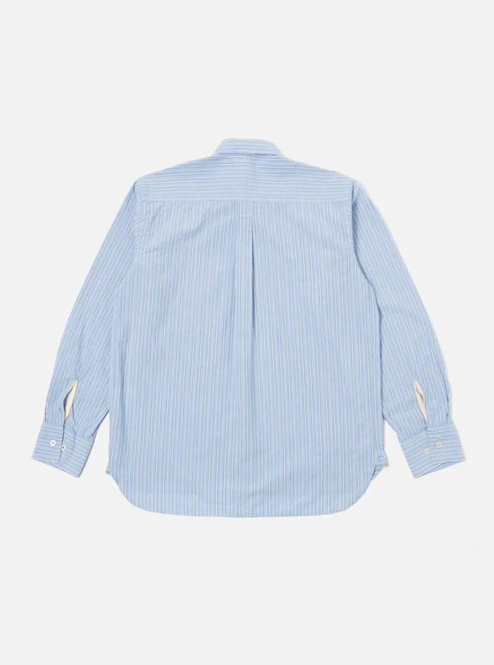 Shirts Men Universal Works Universal Works Lazy Day Shirt In Blue Chelsea Cotton Stripe